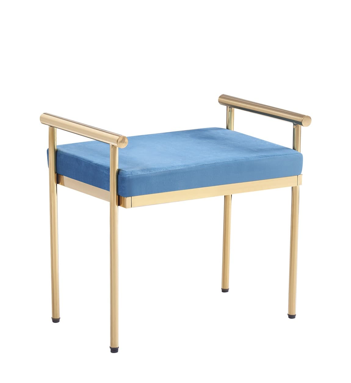 Estila Elegantná glamour lavica Brilia so zlatou chrómovou konštrukciou a modrým čalúnením 60cm 1