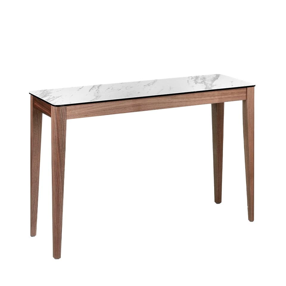 Estila Moderná konzola Vita Naturale z dreva vzhľad biely mramor 120cm
