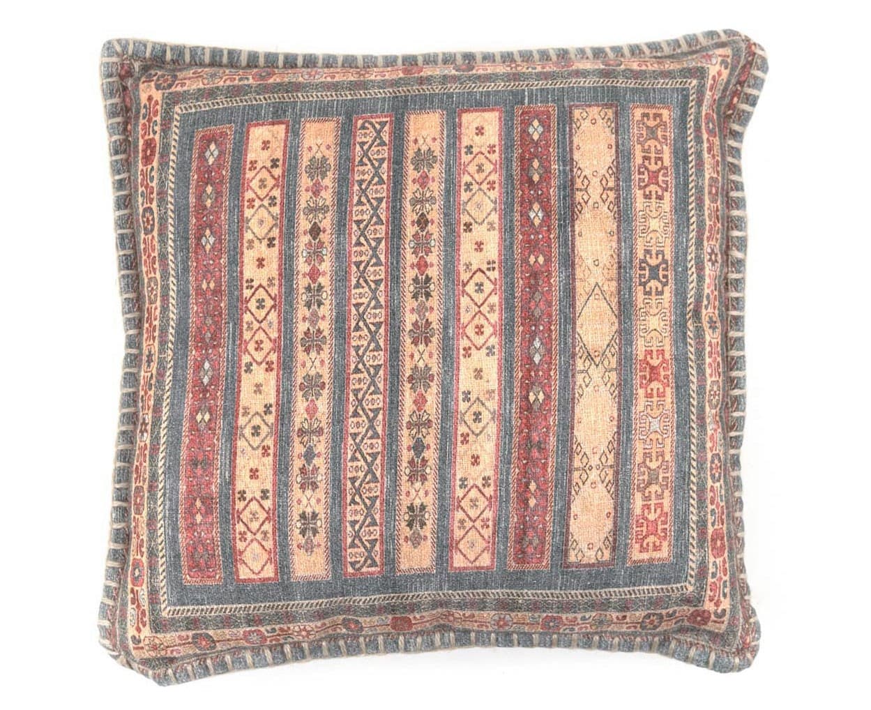 Estila Dizajnový etno vankúš Imre Red z bavlny s fareným ornamentálnym zdobením 45cm