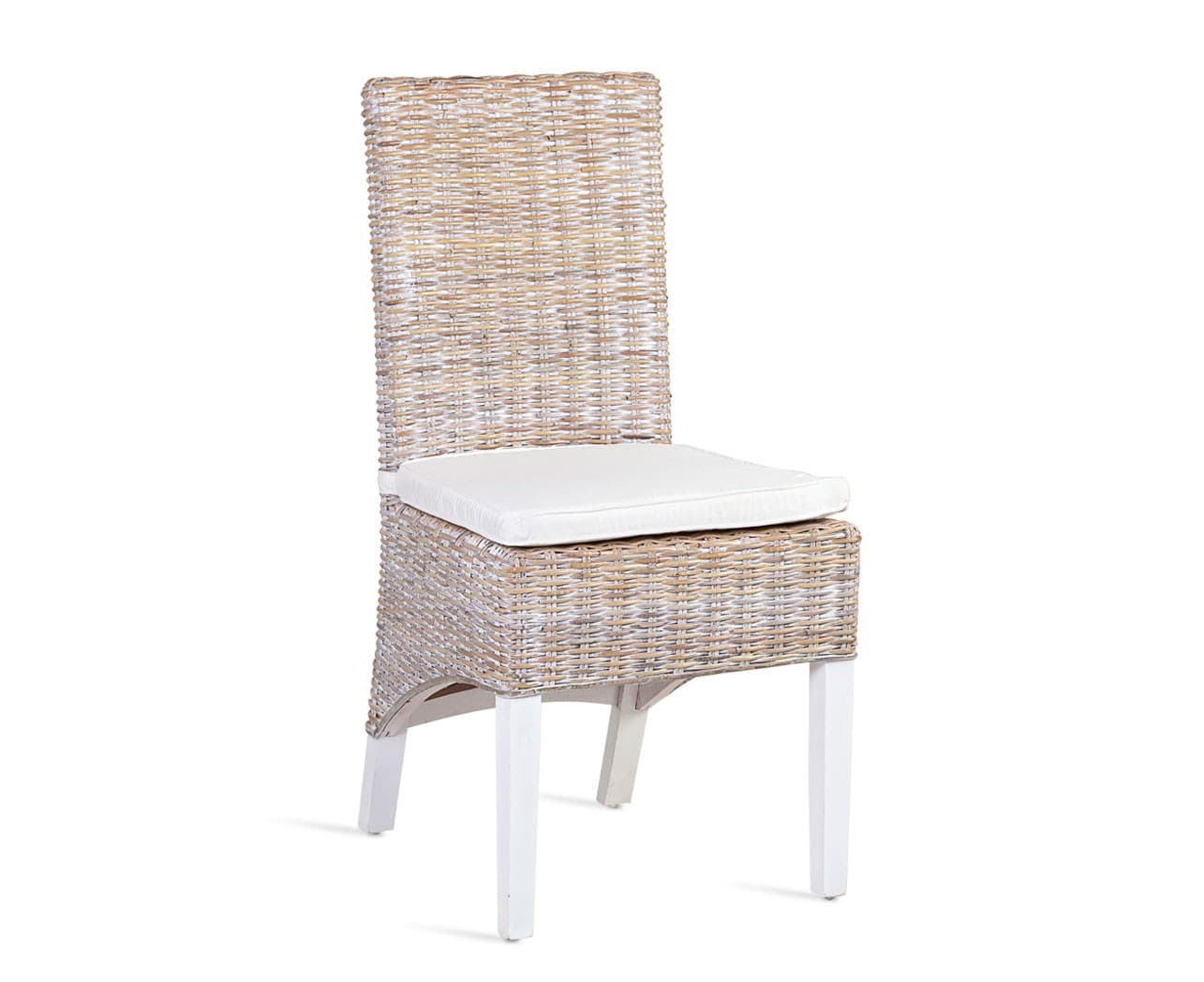 Estila Ratanová stolička Blanc hnedej farby s bielymi nožičkami a podsedákom 97cm 1