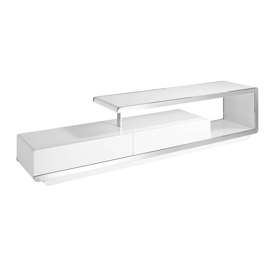 Estila Luxusný TV stolík Urbano biely lakovaný s chrómovými detailmi 200cm 1