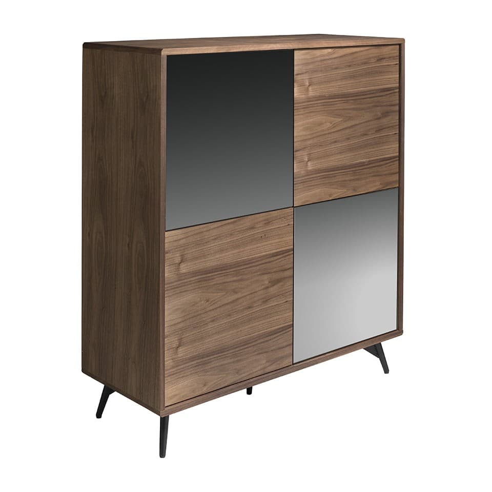 Estila Moderná komoda Forma Moderna z dreva s čiernymi dvierkami orech 124cm