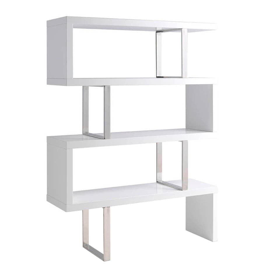 Estila Moderný biely regál Forma Moderna s chrómovým detailom 170cm 1