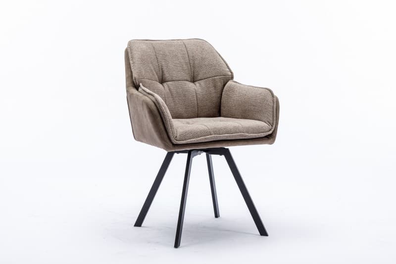 Estila Čalúnená retro stolička Dex na čiernych šikmých nožičkách s opierkami na ruky v svetlej hnedej farbe 85cm