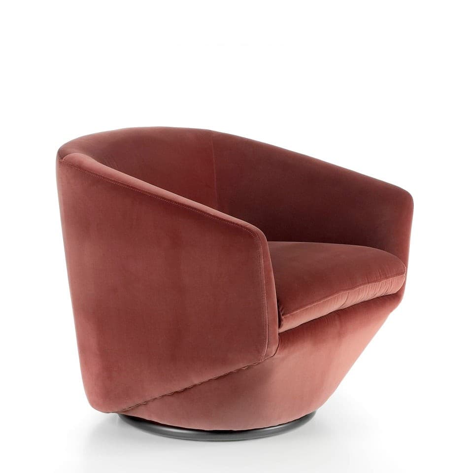 Estila Luxusné otočné kreslo Forma Moderna červený zamat 78cm 1