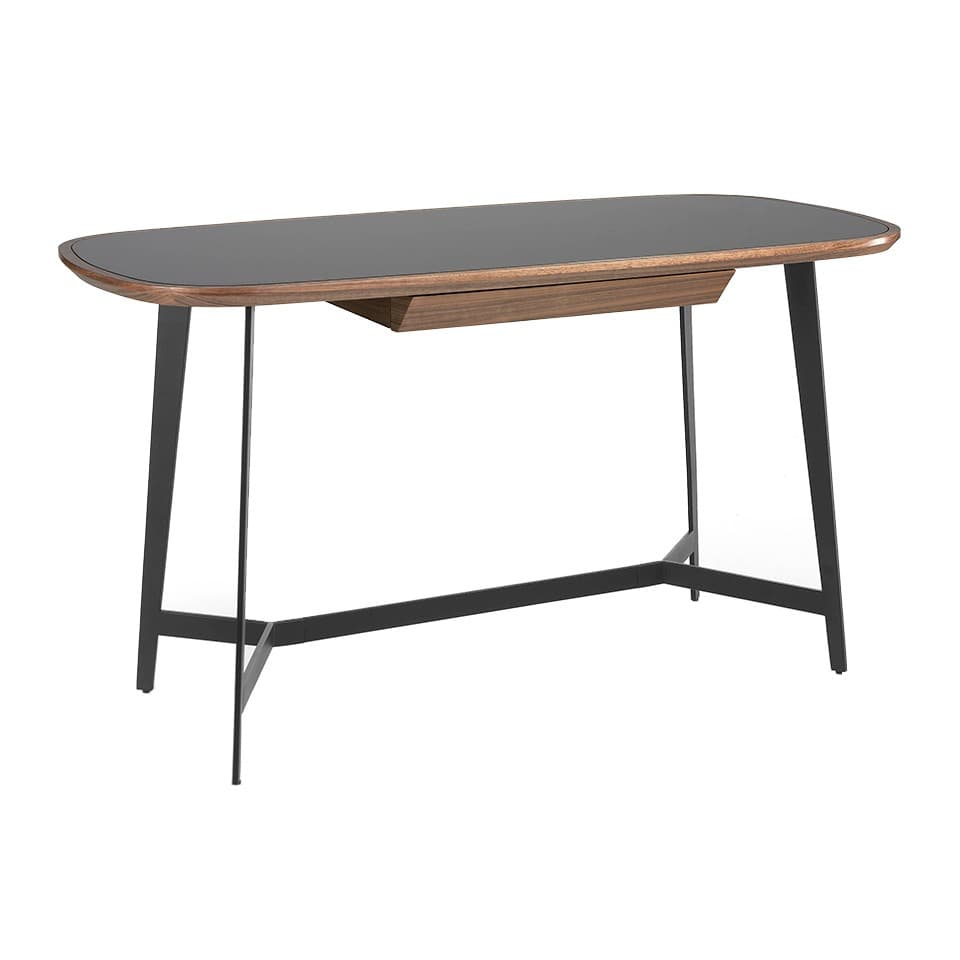 Estila Luxusný písací stôl Forma Moderna s doskou zo skla čierny 140cm 1