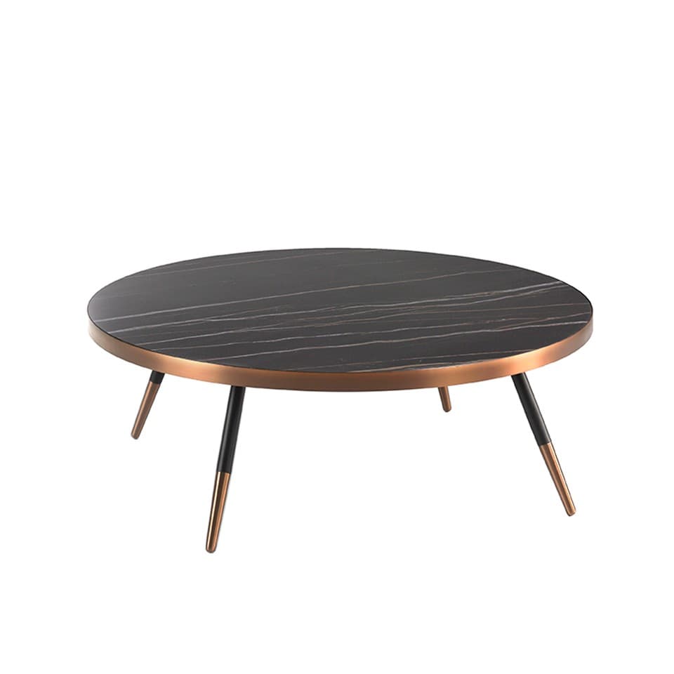 Estila Art deco okrúhly konferenčný stolík Forma Moderna čierny mramor 90cm 1