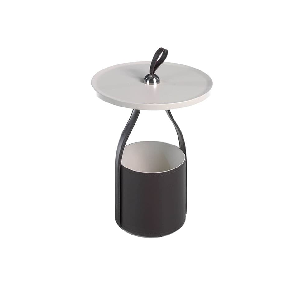 Estila Dizajnový príručný stolík Forma Moderna s koženou podstavou 61cm 1