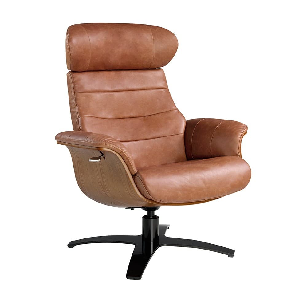 Estila Moderné otočné kožené kreslo Forma Moderna z pravej kože hnedé 108cm 1