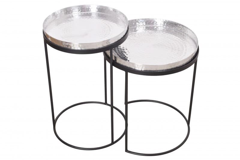 Estila Art-deco set okrúhlych príručných stolíkov Elements strieborná 53cm 1