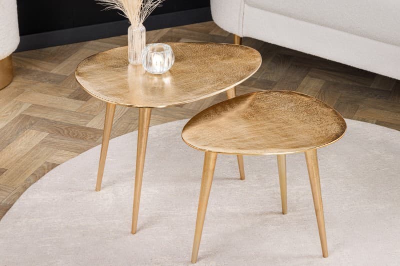 Estila Art deco set oválnych konferenčných stolíkov Elements zlatá 50cm 1