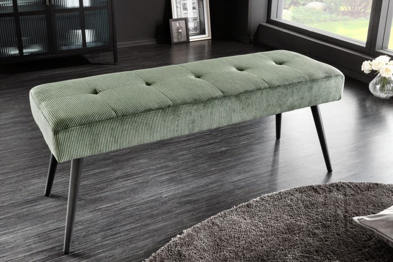 Estila Moderná zelená lavica Soreli s menčestrovým čalúnením 100cm