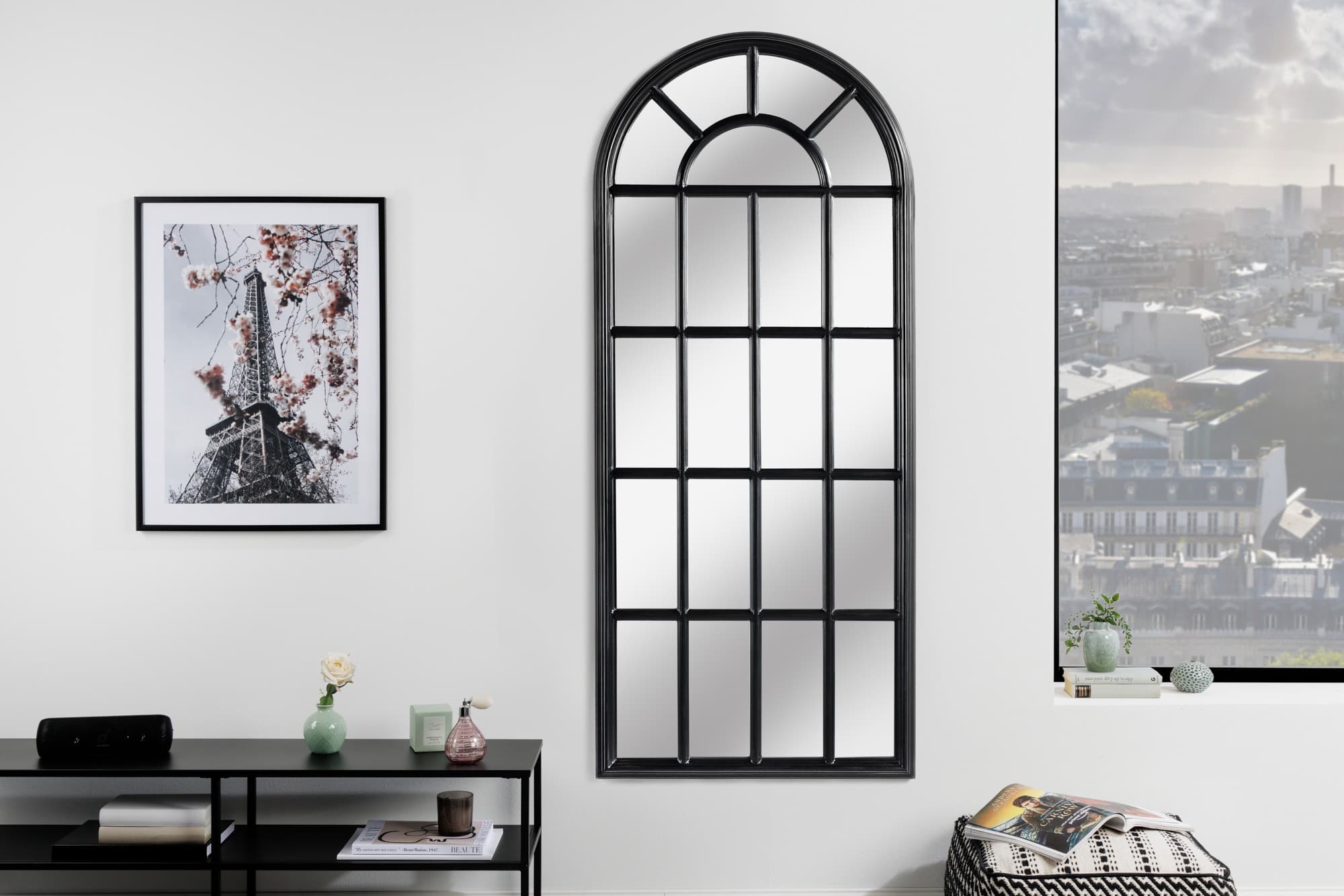 Estila Oblúkové vintage zrkadlo Castillo 140 cm čierne 1