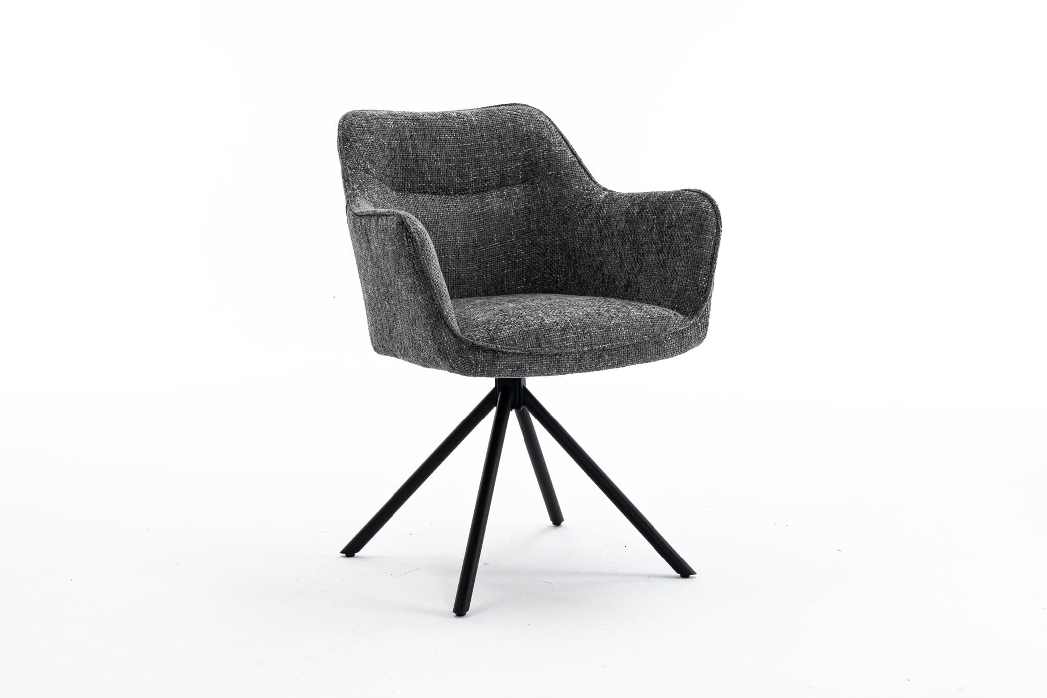Estila Moderná dizajnová otočné kreslo Kristal Graphite s tmavým sivým čalúnením a kovovými nožičkami 80 cm