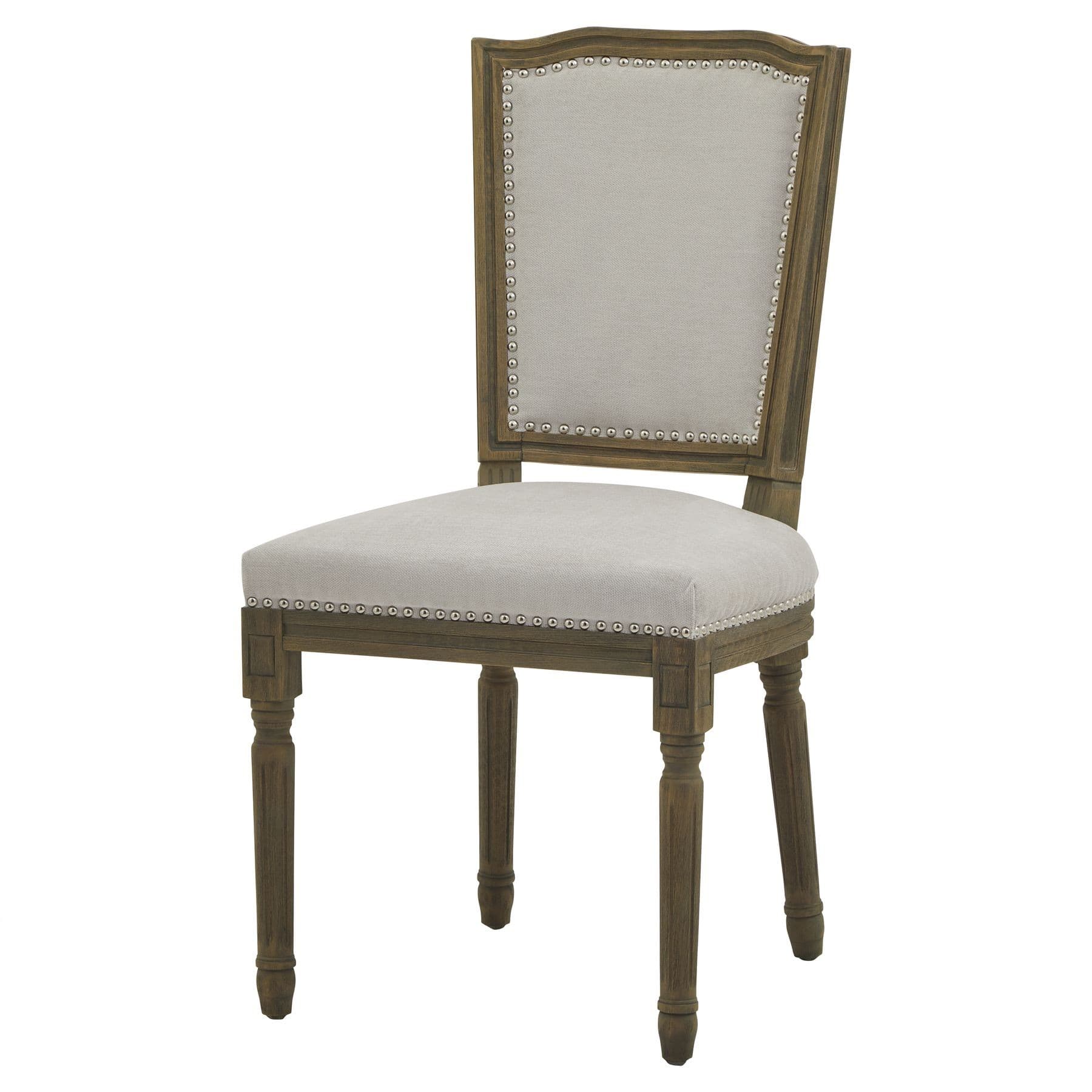 Estila Luxusná jedálenská stolička Antiquités Francaises s ručným vyrezávaním v pieskovej hnedej farbe a so svetlým čalúnením 51 cm 1