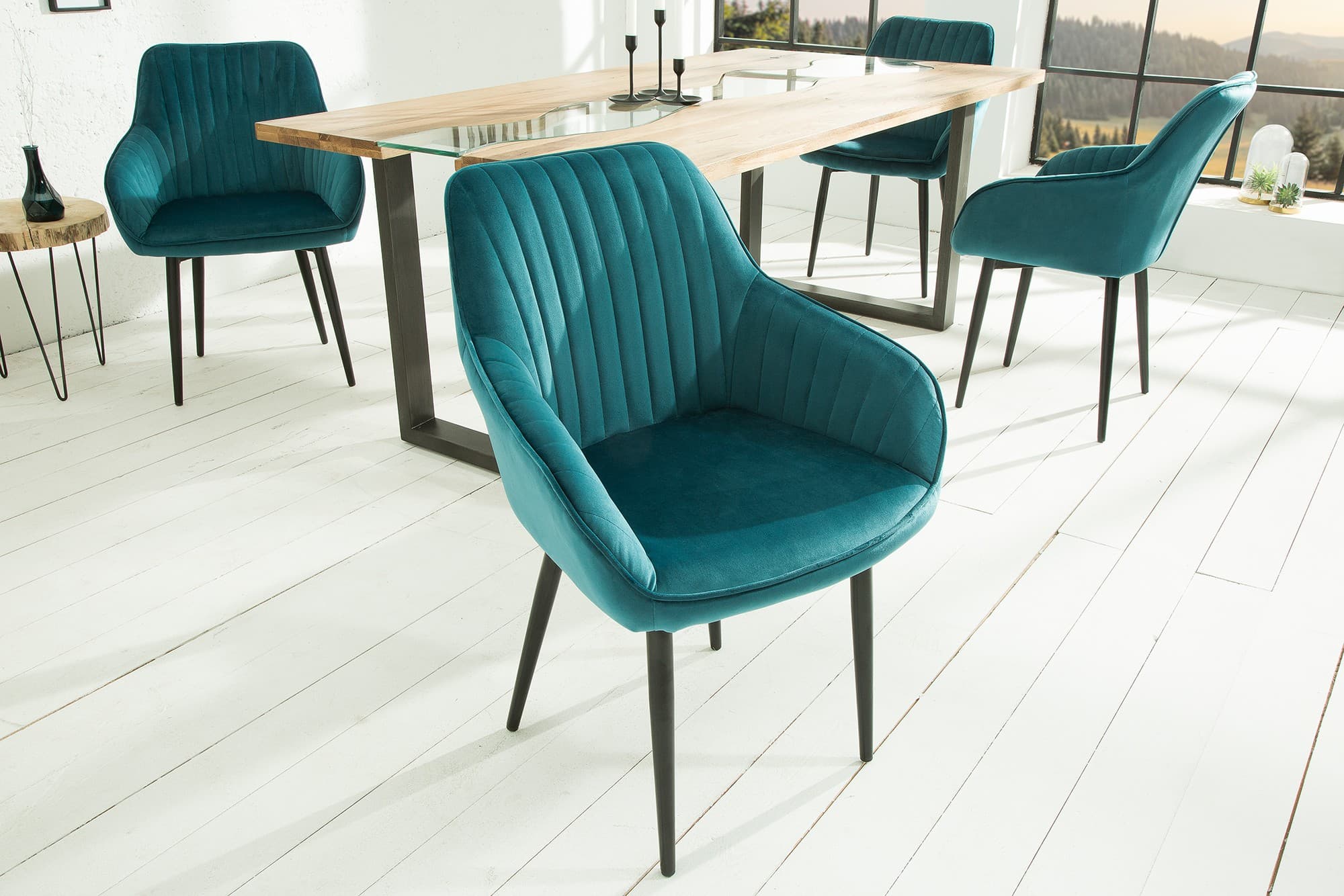 Estila Dizajnová stolička Timeless Comfort tyrkysová
