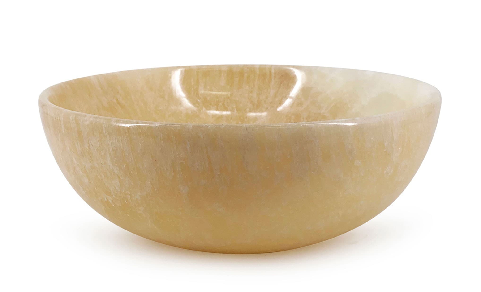 Estila Dizajnové okrúhle kamenné umývadlo Piedra do kúpeľne zo žltého ónyxu 40 cm 1