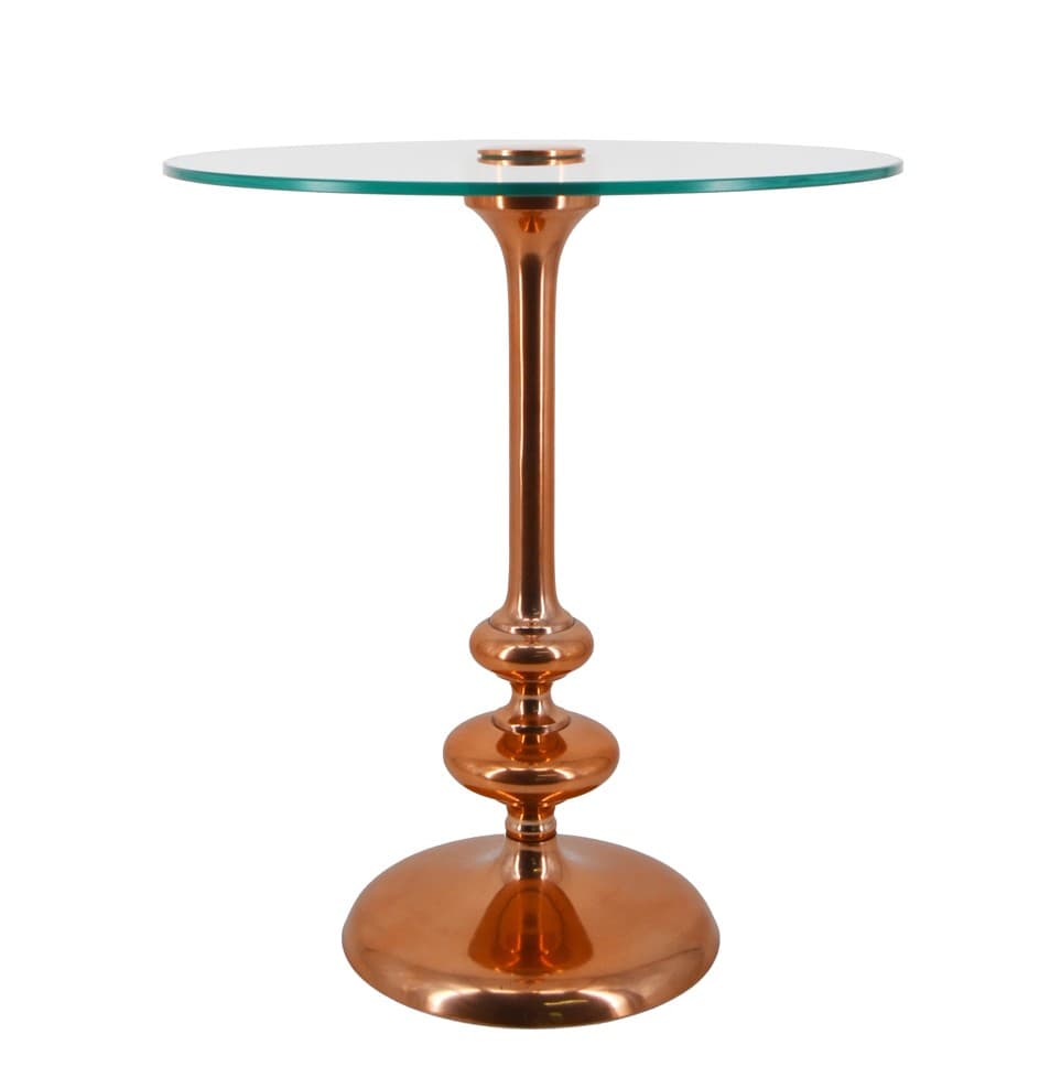 Estila Štýlový art deco konferenčný stolík Malta s medenou nohou a sklenenou doskou s glamour nádychom 56 cm