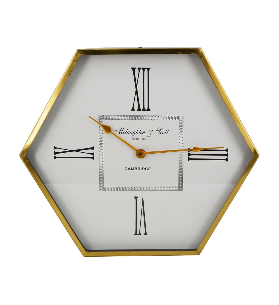 Estila Štýlové šesťuholníkové art deco nástenné hodiny Hex so zlatým rámom s glamour nádychom 53 cm