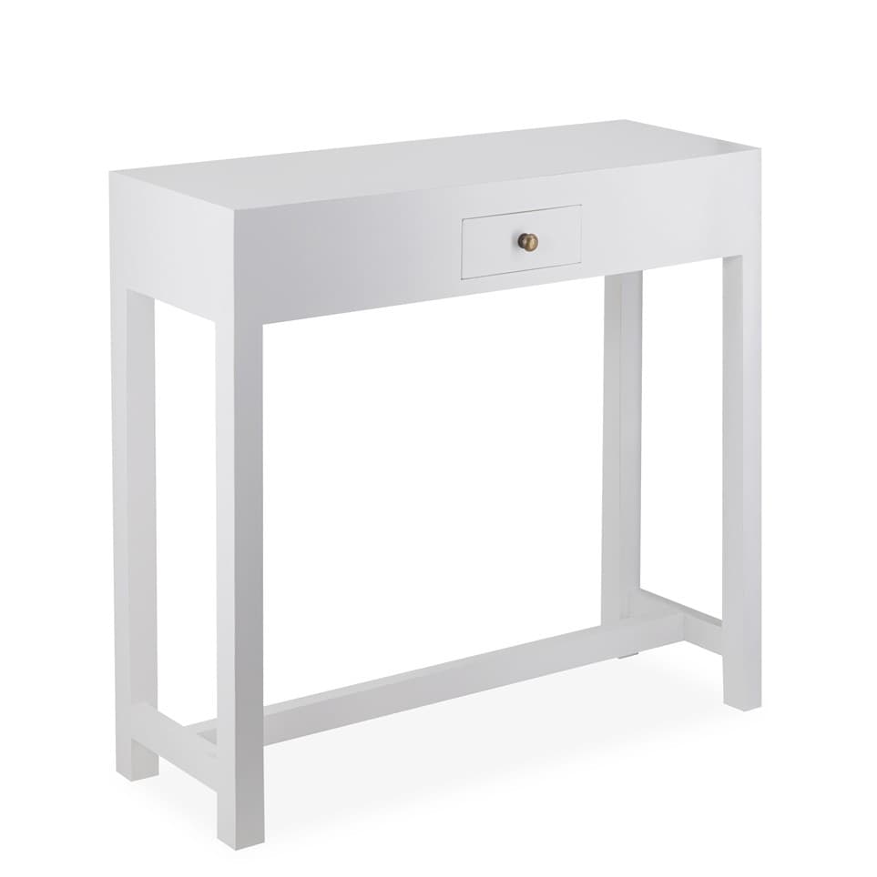 Estila Moderný obdĺžnikový konzolový stolík Blanc v bielej farbe so zásuvkou 80 cm 1