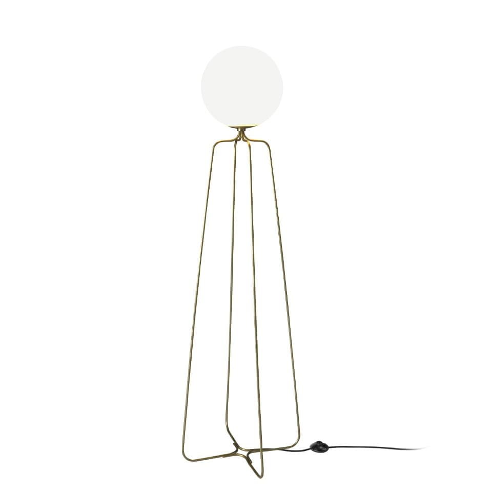 Estila Luxusná moderná stojaca lampa Lunaria s minimalistickou konštrukciou v zlatej farbe a bielym skleným tienidlom 170 cm 1