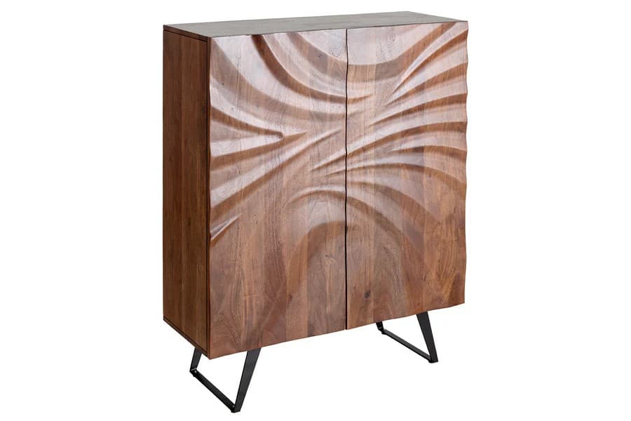 Estila Dizajnová barová masívna dvojdverová skrinka Viento v art deco štýle v hnedej farbe 120 cm 1