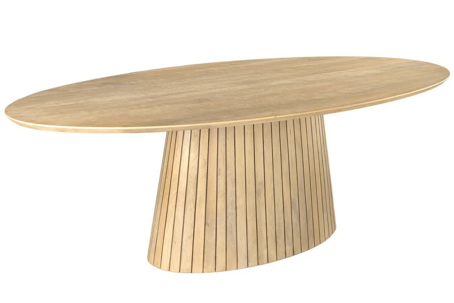 Estila Luxusný art deco masívny oválny jedálenský stôl Davidson z masívneho mangového dreva v svetlej hnedej farbe 220 cm 1