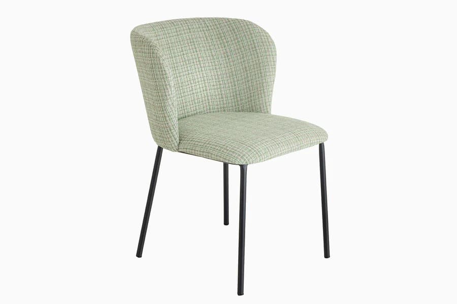 Estila Dizajnová retro jedálenská stolička Olive v jemnej pastelovej zelenej farbe s čiernymi nožičkami 75 cm