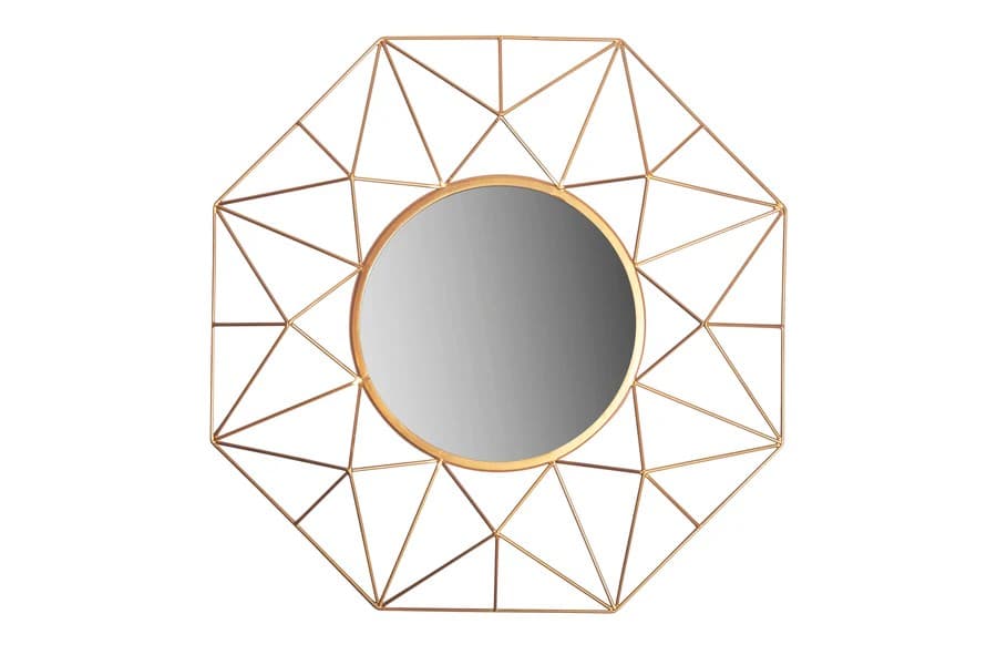 Estila Štýlové art deco nástenné okrúhle zrkadlo Diamont so zlatým rámom s diamantovým vzorom 80 cm 1