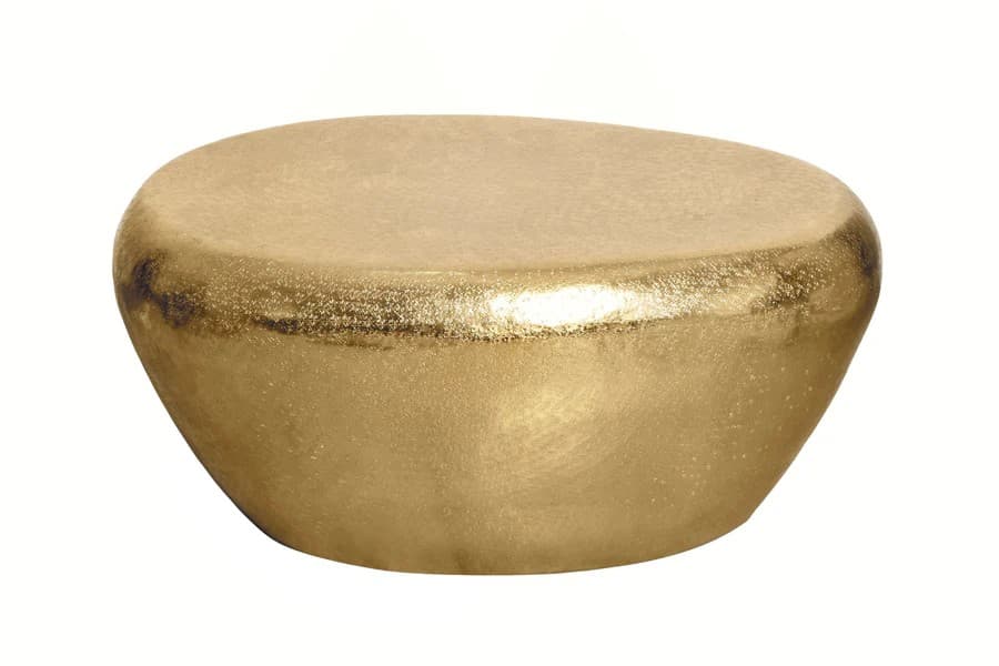 Estila Moderný art deco atypický kovový konferenčný stolík Stone v podobe zlatého kameňa 76 cm