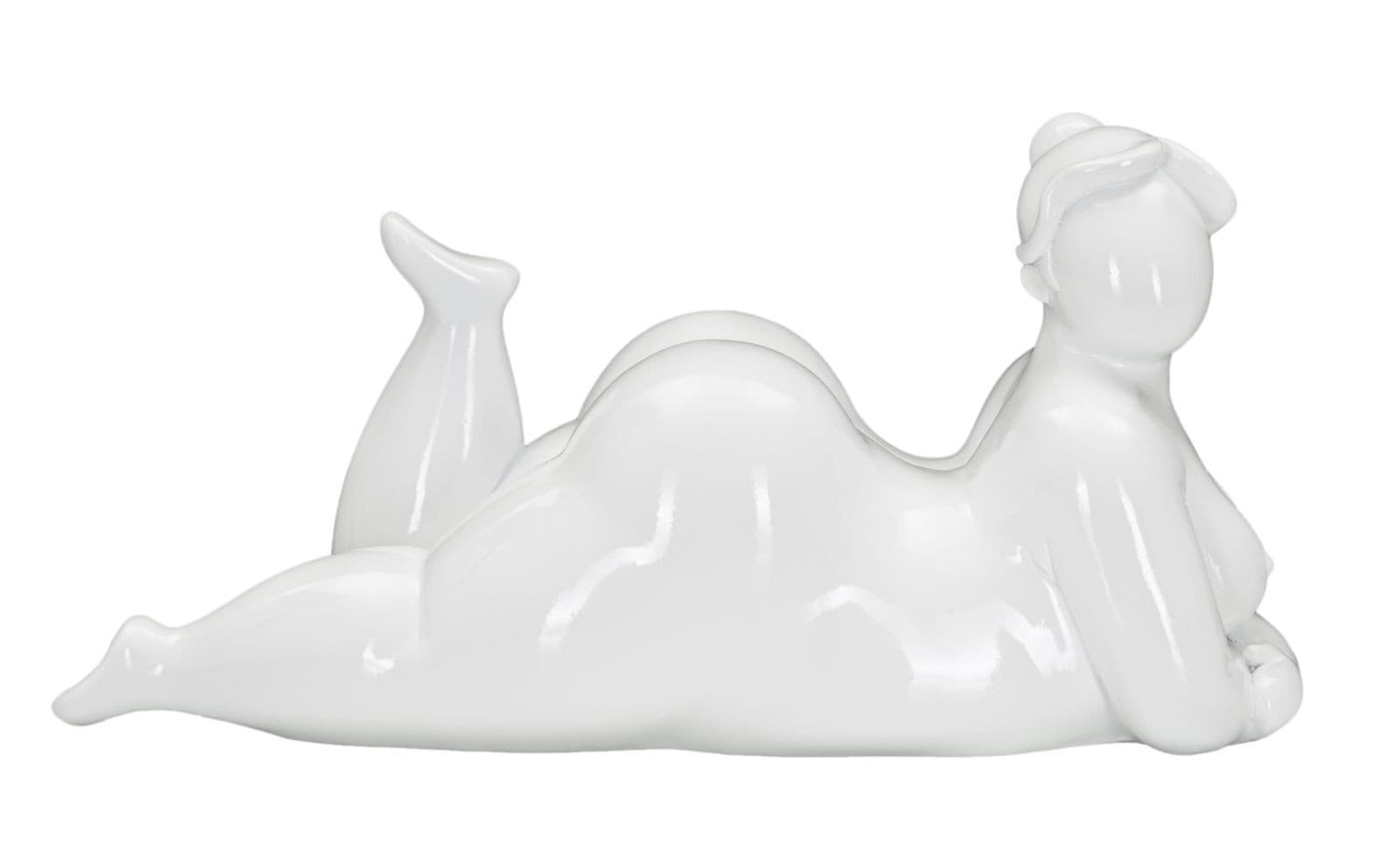 Estila Dizajnová socha Lady v tvare ležiacej ženskej figúry v bielej farbe s lesklým povrchom 32 cm