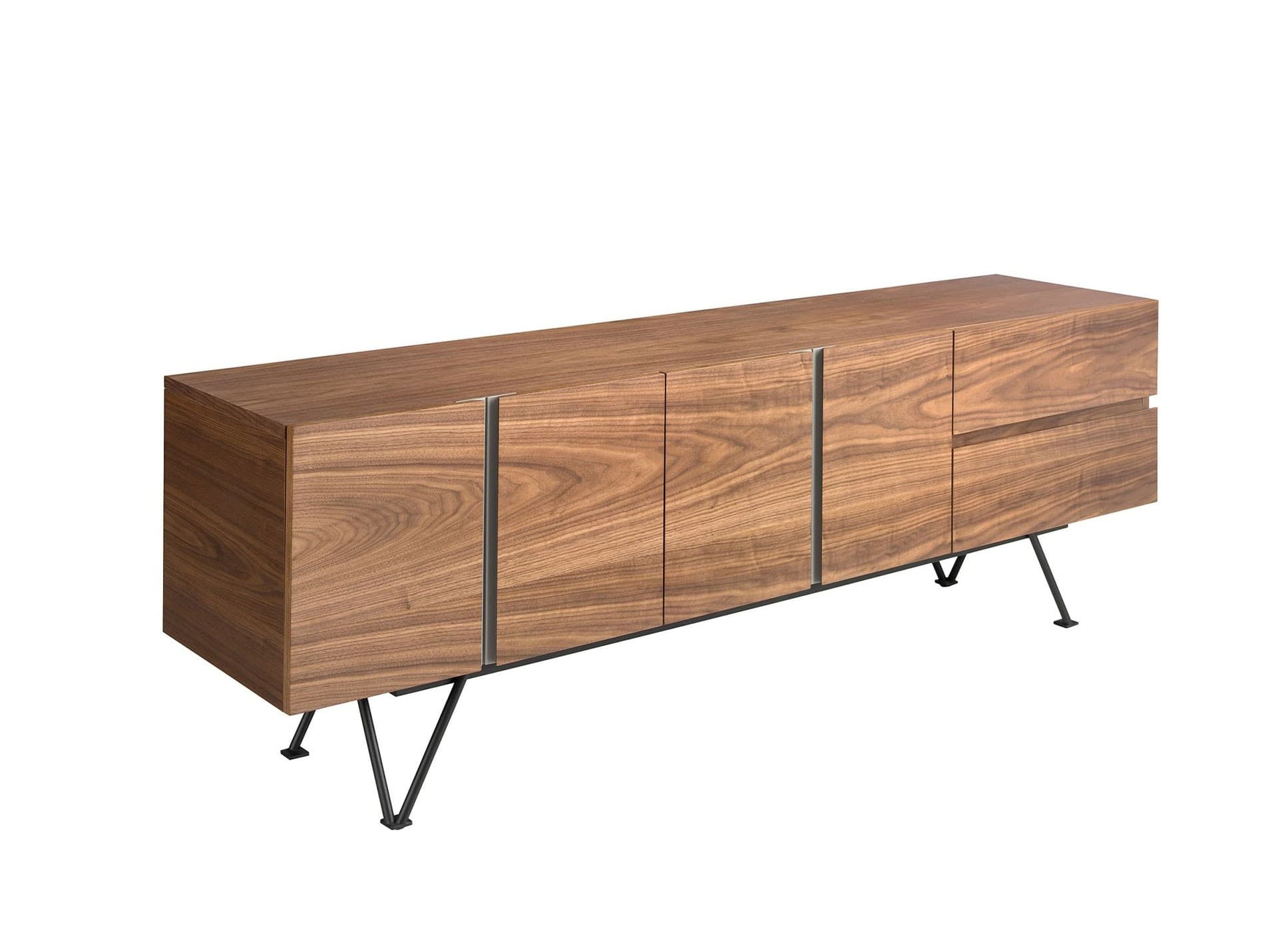 Estila Luxusný moderný TV stolík Forma Moderna z hnedého orechového dreva so štyrmi dvierkami a dvomi zásuvkami 180 cm
