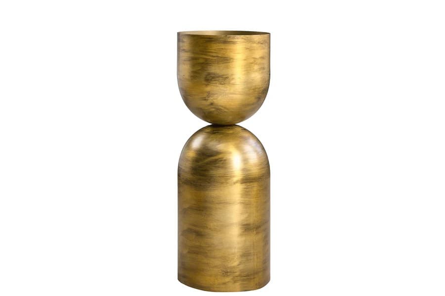 Estila Art deco okrúhly kovový geometrický zlatý podstavec na kvety Sola s jemným štruktúrovaným lesklým povrchom 56 cm 1