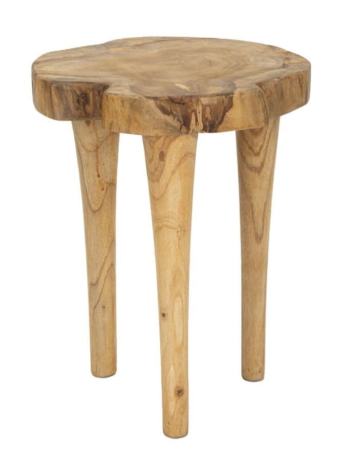 Estila Masívna okrúhla hnedá taburetka Kolia s tromi nožičkami s výraznými letokruhmi 45 cm 1