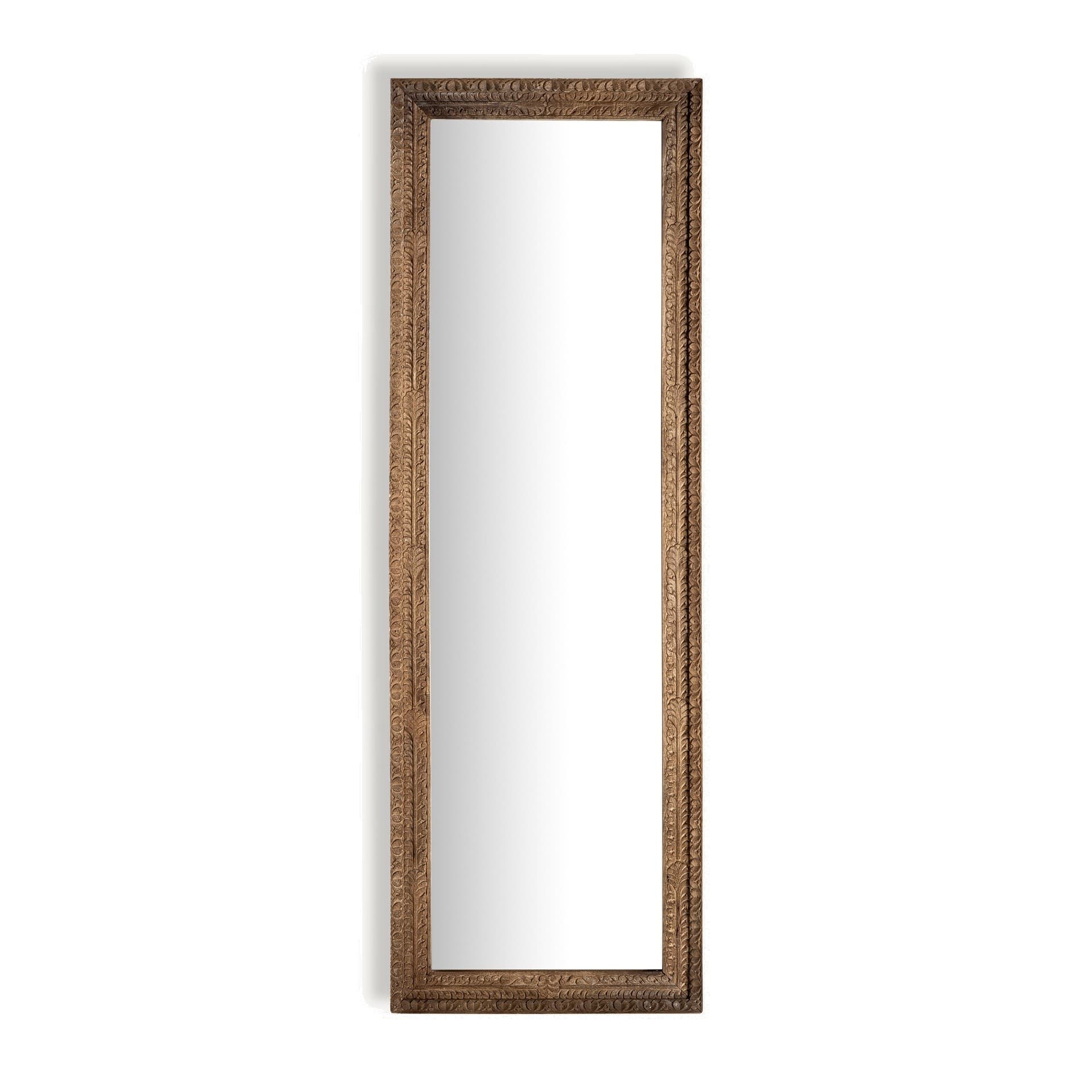 Estila Luxusné vidiecke nástenné obdĺžnikové masívne zrkadlo Trevor v hnedej farbe s vyrezávaným rámom 150 cm 1