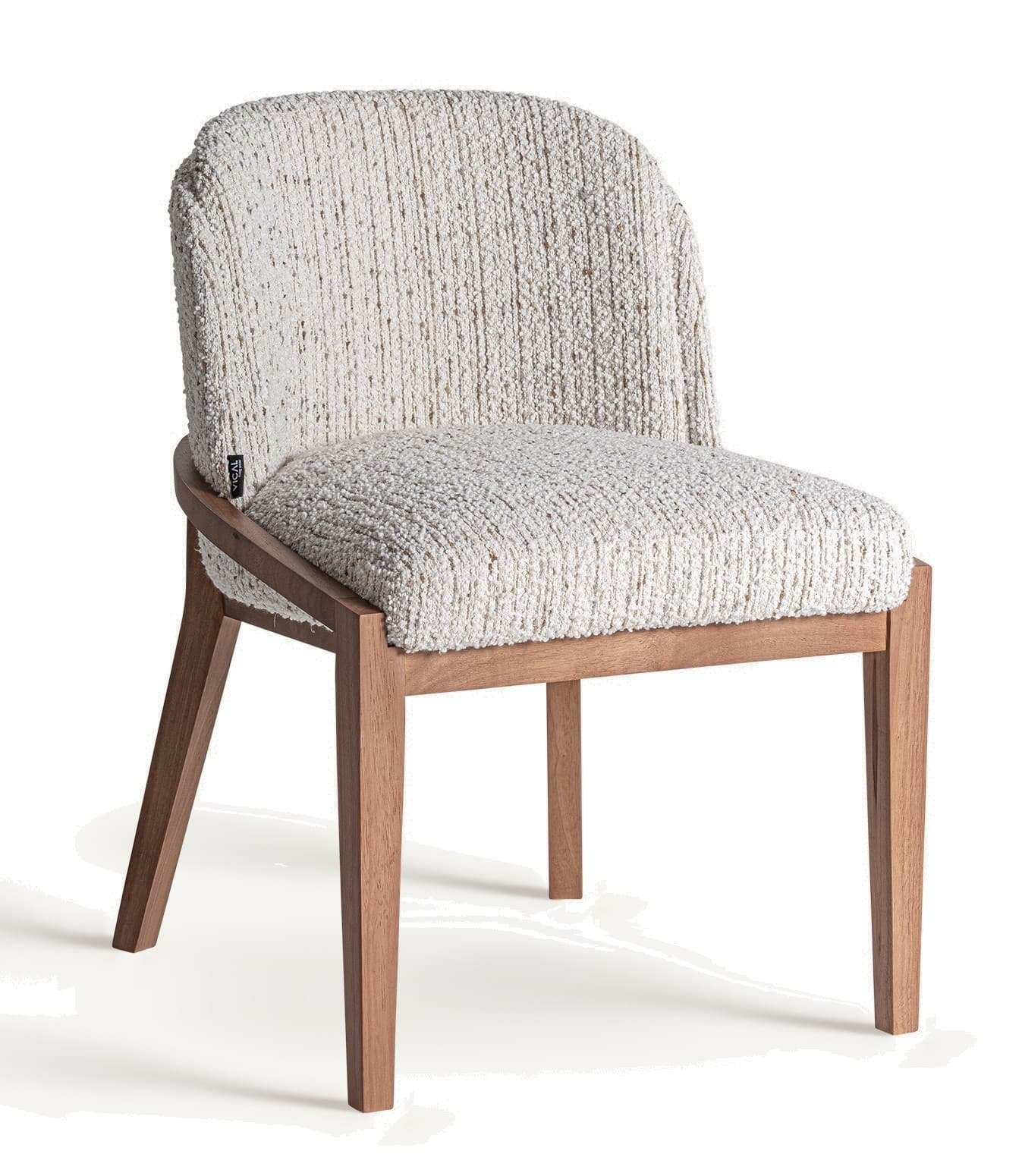 Estila Luxusná art deco čalúnená biela textúrovaná jedálenská stolička Janies z masívneho dreva v hnedej farbe 83 cm 1