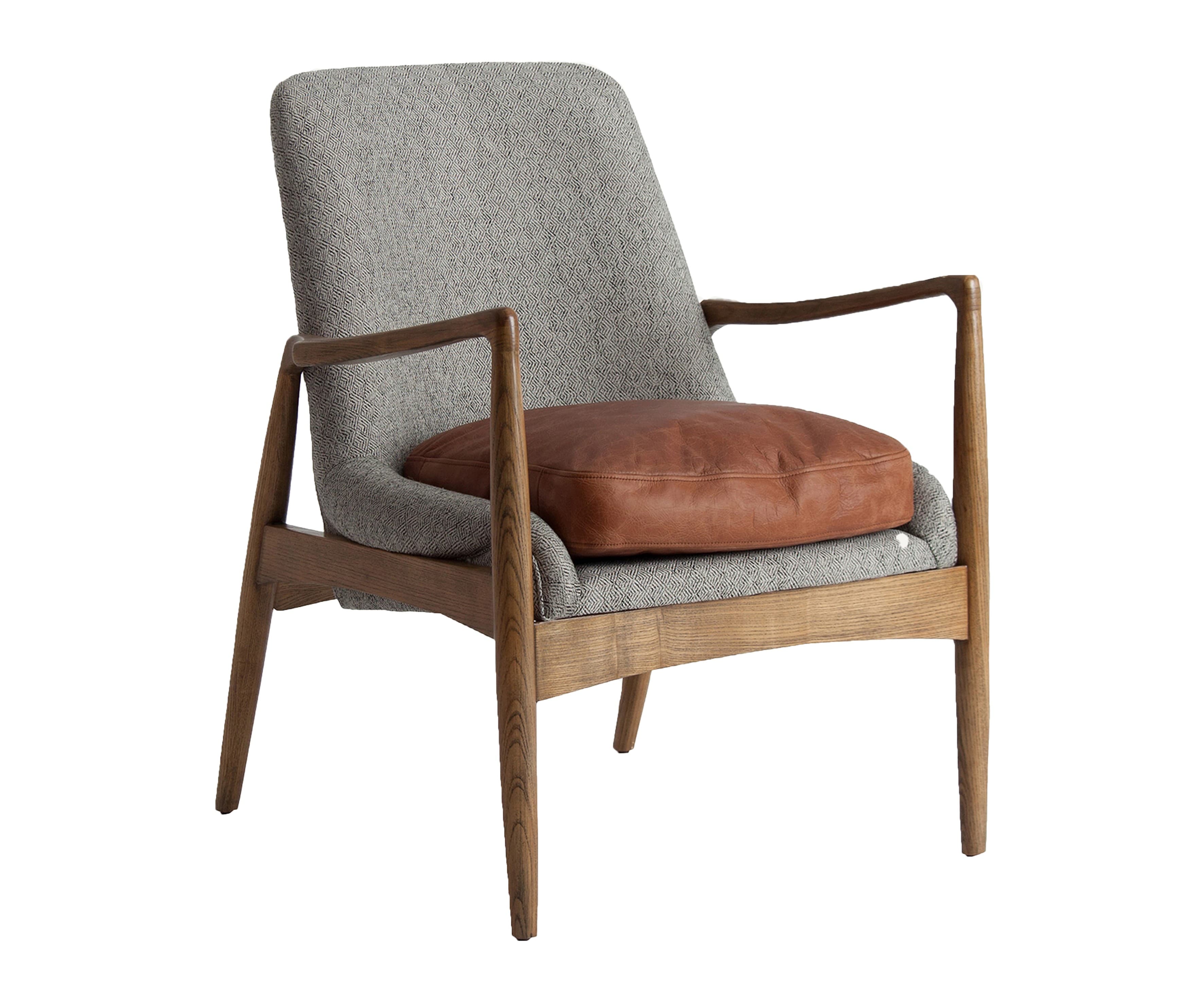 Estila Luxusné vintage sivé kreslo Raul s koženým vankúšom s masívnymi hnedými nožičkami 83 cm