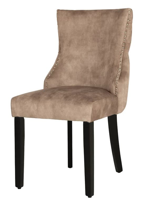 Estila Moderná jedálenská stolička Modern Barrock s béžovým zamatovým čalúnením s čiernymi nožičkami a chrómovým levím klopadlom 90 cm 1