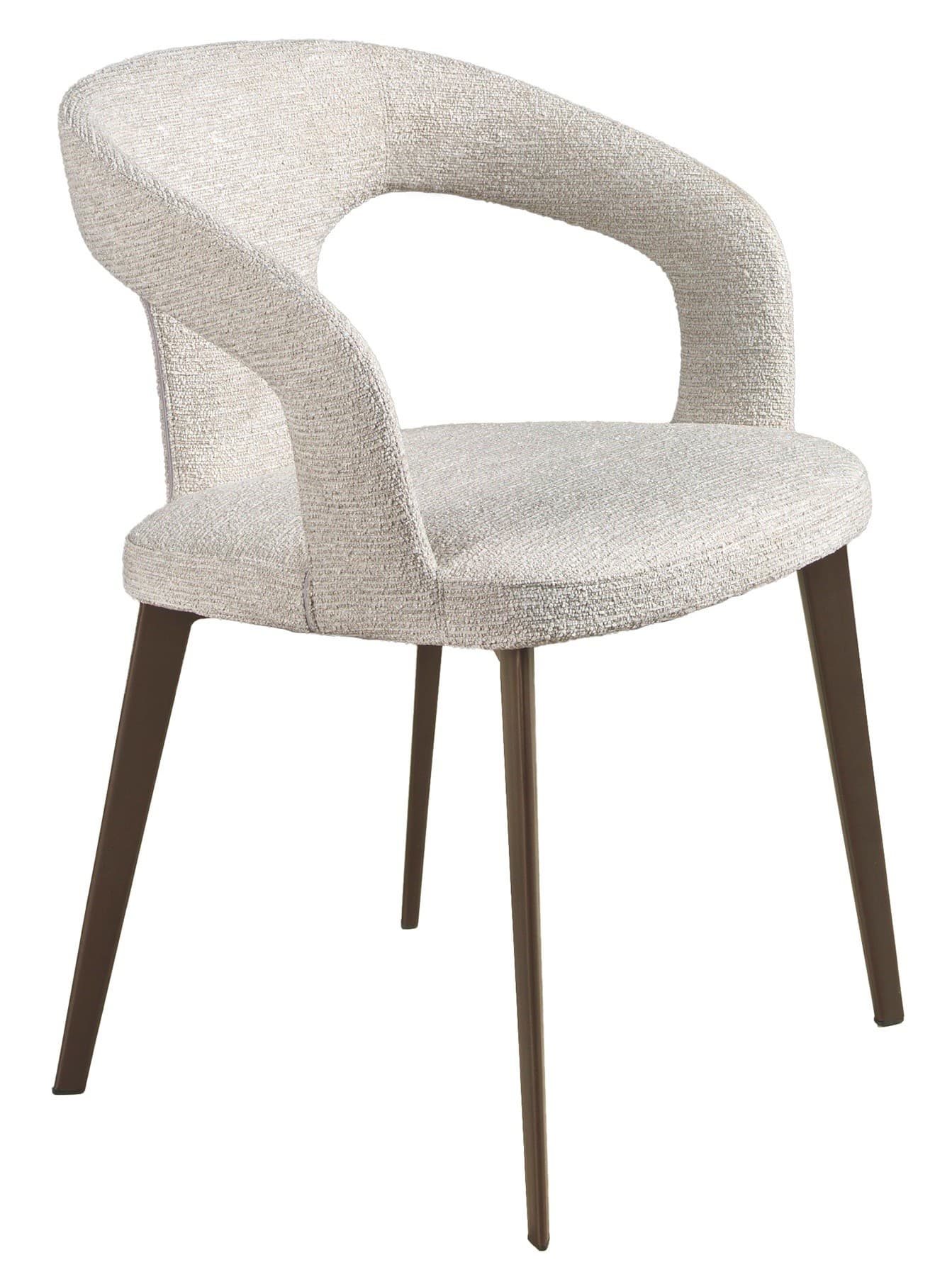Estila Luxusná moderná čalúnená jedálenská stolička Maurius v biele off white farbe s kovovými hnedými nožičkami 77 cm