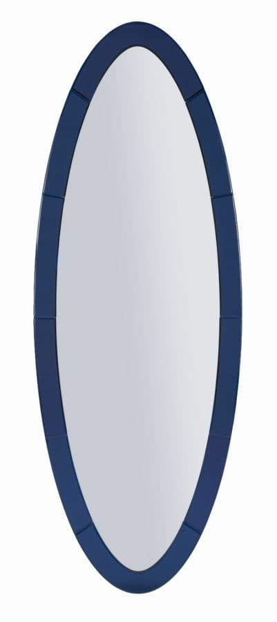 Estila Moderné dizajnové oválne nástenné zrkadlo Retal s námorníckym modrým skleneným rámom 150 cm