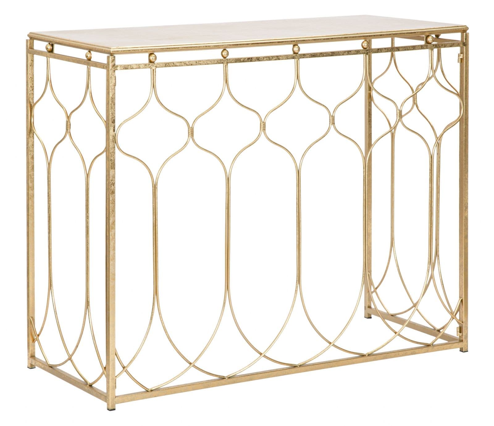 Estila Art deco obdĺžnikový konzolový stolík Elhar s orientálnym vzorom a kovovou zlatou konštrukciou 96 cm