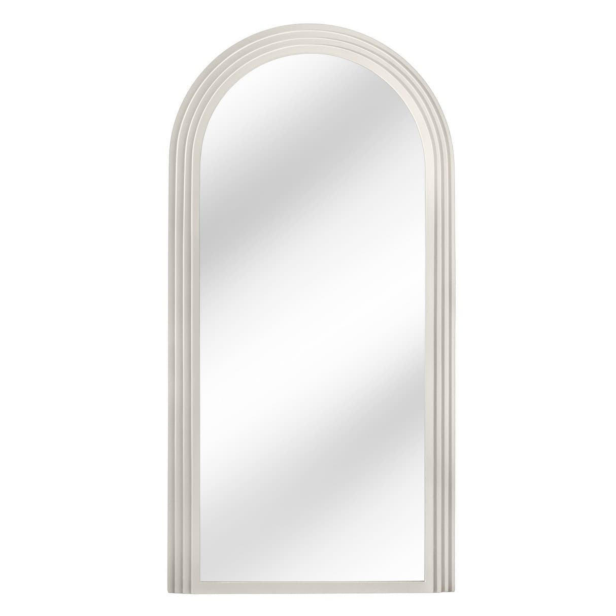 Estila Moderné art deco závesné zrkadlo Swan s klenutým rámom so štvorvrstvovým dizajnom v bielej farbe 160 cm