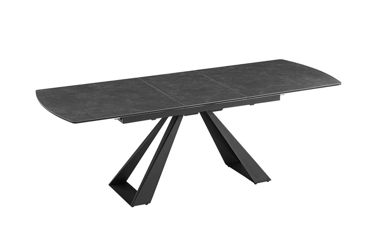 Estila Moderný industriálny rozkladací obdĺžnikový jedálenský stôl Marbleux s atypickými kovovými čiernymi nohami 230 cm