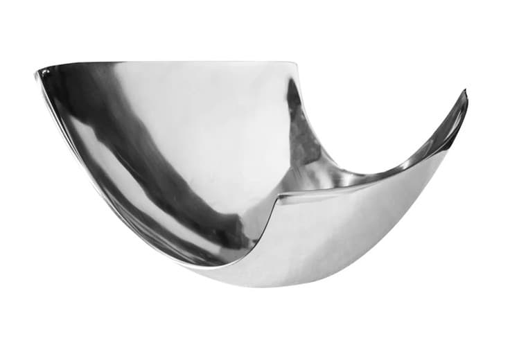 Estila Moderná dizajnová strieborná misa Abstract s asymetrickou siluetou z kovu 25 cm 1