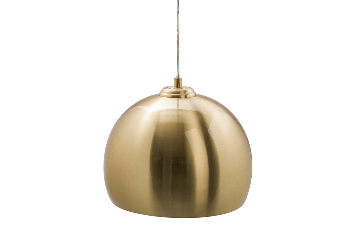 Estila Art deco okrúhly závesný luster Aurora v zlatej farbe s kovovým lesklým povrchom a tvarom nedokončenej gule 30 cm