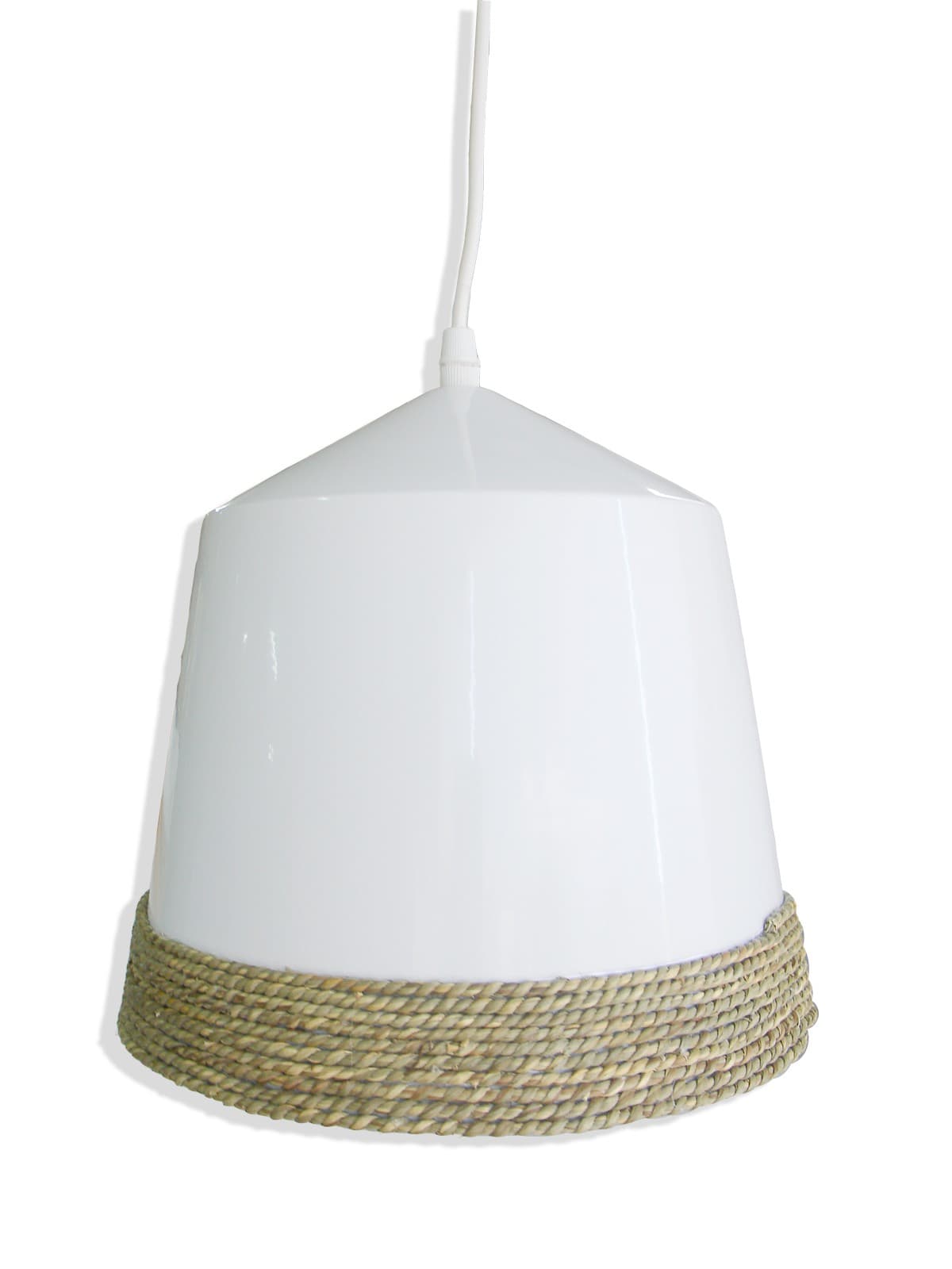 Estila Závesná lampa BLANCA CON CUERDA v bielej farbe s dekoračným povrazom 25 cm