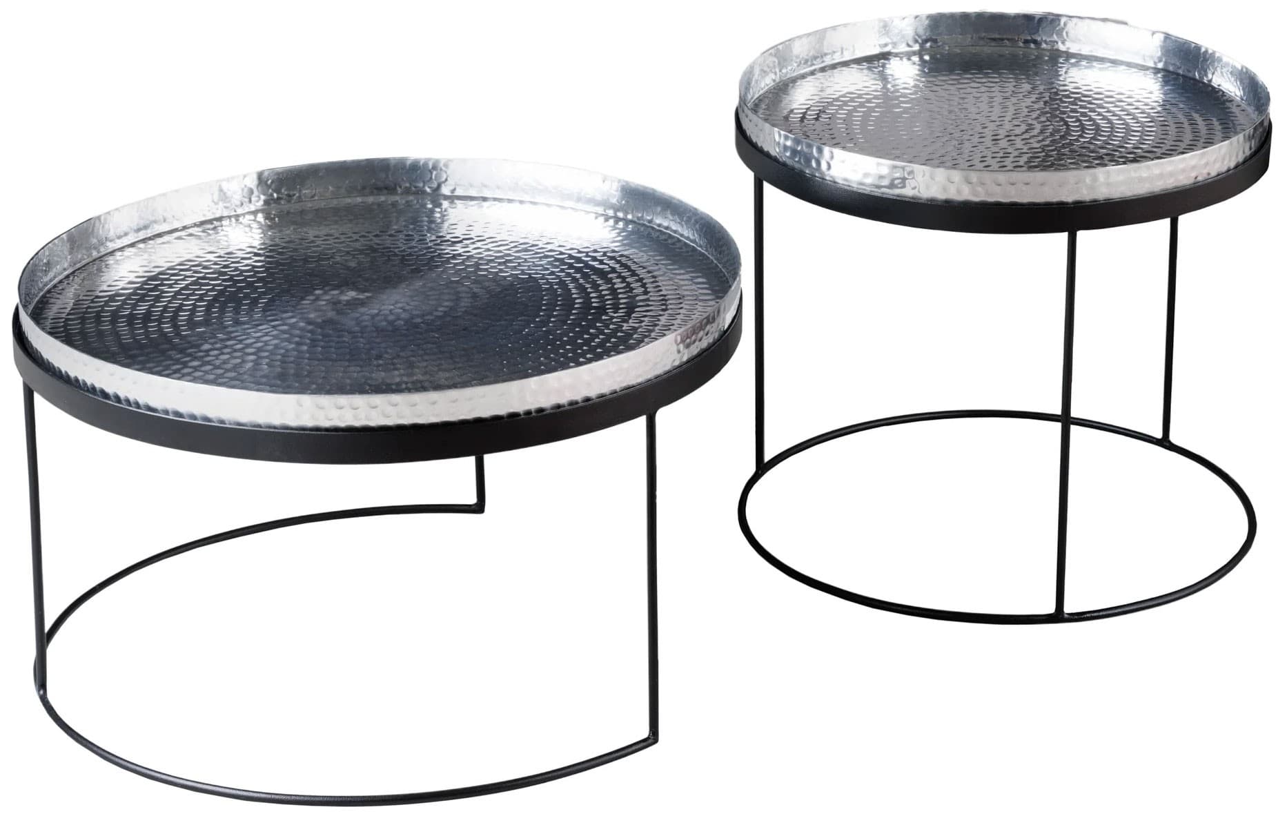 Estila Art-deco set okrúhlych konferenčných stolíkov Elements strieborná 57cm 1