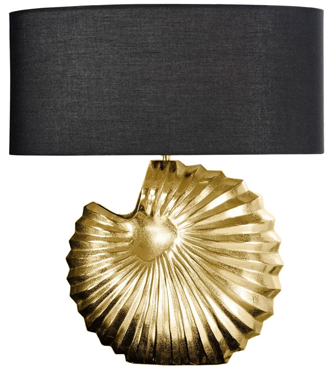 Estila Dizajnová stolná lampa Alexa v art deco štýle so zlatou podstavou a čiernym okrúhlym tienidlom 63cm