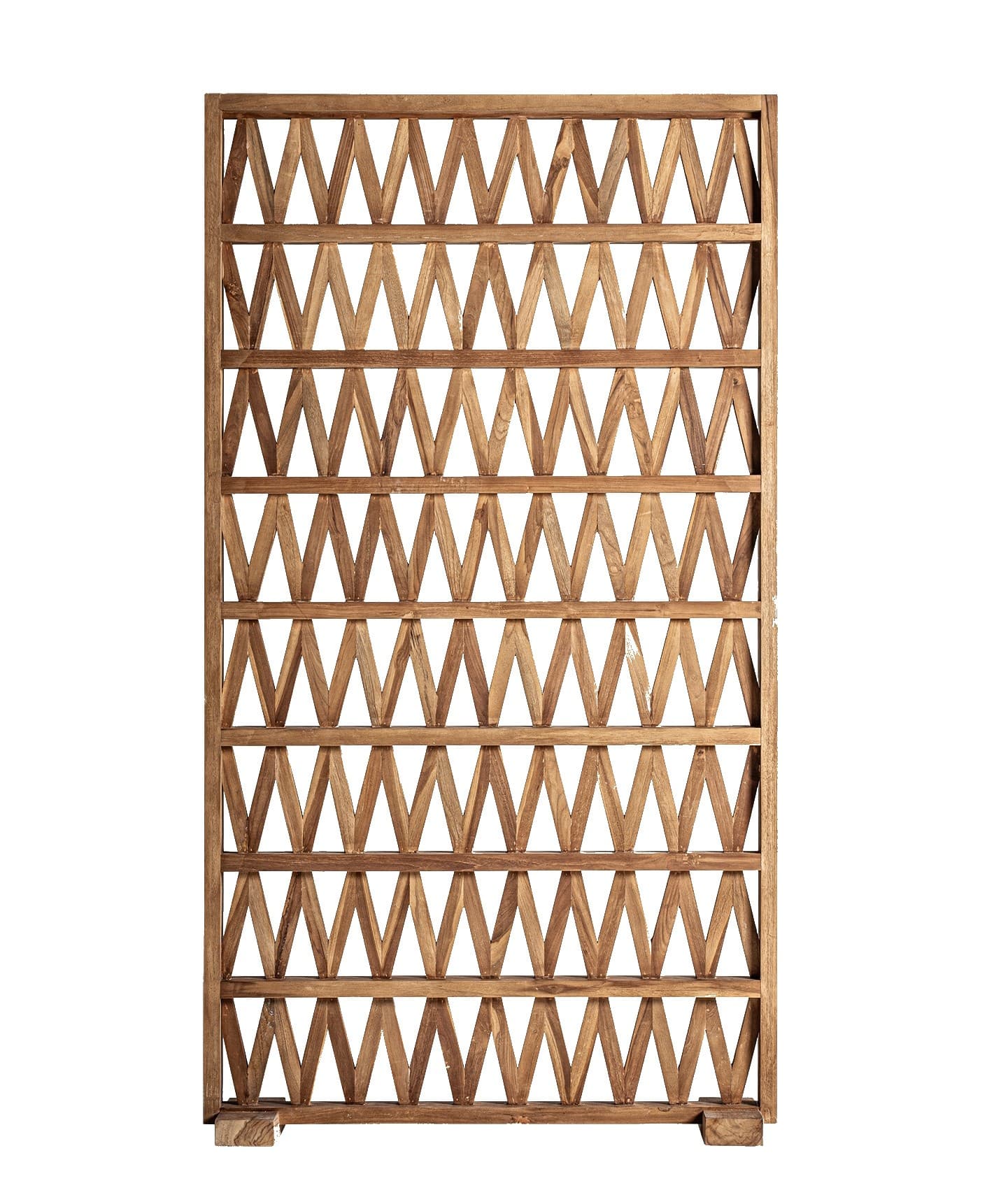 Estila Luxusný masívny paraván Tejara z teakového dreva v s geometrickým vzorom v hnedej farbe 182 cm