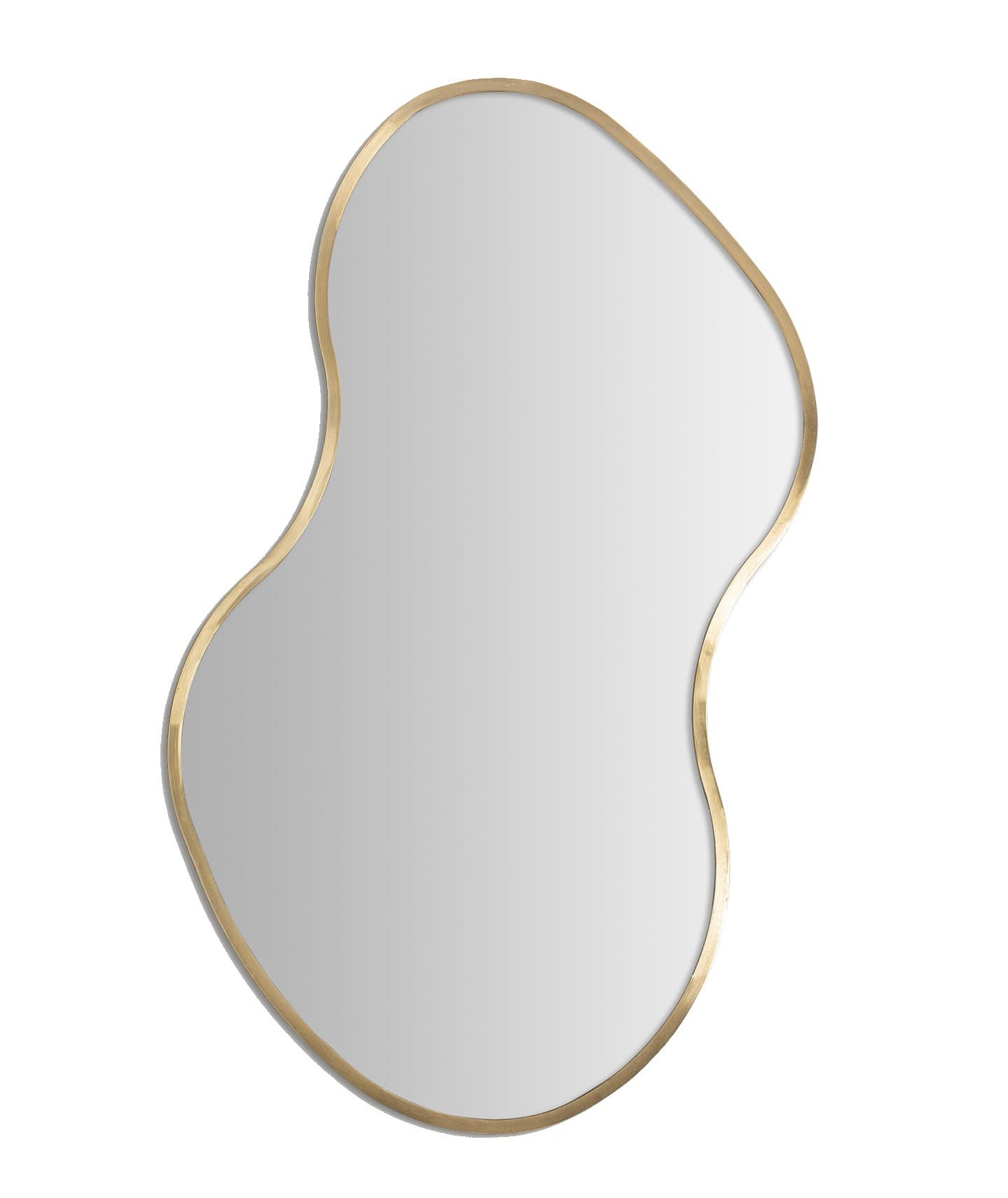 Estila Luxusné glamour nástenné zrkadlo Acero asymetrického zaobleného tvaru s tenkým zlatým kovovým rámom 109 cm